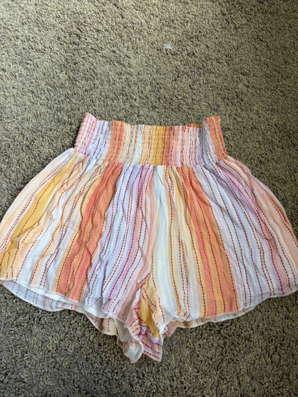 Z Supply Pastel Multicolor Stripe Smocked Waist Shorts
